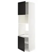 METOD hi cb f oven/micro w 2 drs/shelves, white/Lerhyttan black stained, 60x60x220 cm