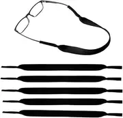 [Jindizi] Glasses Strap, 5 PCS Sport Glasses Band, Neoprene Floating Eyewear Retainer Strap,Anti-Slip Elastic Sports Sunglasses Eyeglasses Holder Straps, Black Glasses Neck Lanyard Cord for Men and Woman