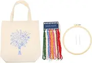 COHEALI DIY Embroidery Canvas Tote Bag Large Capacity Handbag with Kit for Travel School Shopping Present for Family and Friends