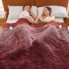 Heated Electric Blanket Faux Fur Queen Size with Fluffy Sherpa Back Dual Control