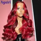 Highlight Red Brazilian Ready 13X4 Body Wave Lace Frontal Wig Pre Plucked 13X6