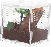 ifundom Reptile Feeding Box Compact Acrylic Terrarium for Jumping Spiders Frogs Transparent Micro Habitat Enclosure Escape Design for Indoor Use