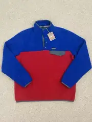 NWT Size L Men’s Patagonia Synchilla Snap Fleece Pullover Touring Red Blue 25551