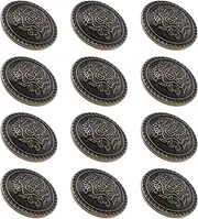 12PCS Vintage Antique Bronze Metal Blazer Engraved Buttons with Shank Round Sewing Buttons Decoration for DIY Craft Coats Jacket Windbreaker Trousers 25mm 1inch