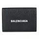 【Balenciaga 巴黎世家】CASH經典白字LOGO牛皮三折扣式短夾(黑x白字)