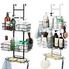 Over the Door Hanging Shower Caddy Basket w/Hooks, Bathroom Storage Rack Shelf