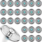 Janinka 24 Pcs Faux Turquoise Round Conchos Sunflower Decorative Buckle Metal Sunflower Buttons Screw Back Buttons for DIY Craft Leather Belt, Silver and Blue, Blue, Silver, approx. 30 mm/ 1.18 inches in diameter