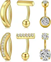 [QWALIT] Belly Button Ring Short Bar 6mm Short Belly Rings Surgical Steel Belly Button Rings for Women Belly Rings Clicker Belly Button Rings Silver Rose Gold