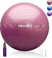 PROIRON Extra Thick Exercise Ball with Postures, Yoga Ball 55cm 65cm 75cm, Anti-Burst Gym Ball, Swiss Ball with Pump for Yoga, Pilates, Fitness