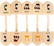 Hanukkah Traditional Dreidel Toy Pcs Mini Wooden Spinning Tops Physics Toy for Boy Girl's Play