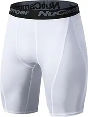 [NuCamper] Men's Compression Shorts, Quick-Drying Base Layer Tights, Sports Underpants for Tight Dry, Breathable Running Shorts, Men's Short Sports Shorts, Running Shorts, Training Shorts, White, S