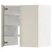 METOD wall cb f extr hood w shlf/door, white/Havstorp beige, 60x60 cm