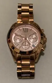在飛比找Yahoo!奇摩拍賣優惠-MK-Michael Kors 美式奢華風 玫瑰金腕錶