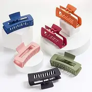 6 Pack Retro Big Claw Clips, 4 Inch Giant Matte Hair Claw Clips For Women and Girls 6 Color Large Jaw Hair Clips Strong Hold for Thick, Long, Fine Hair