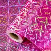 Pink Holographic Wrapping Paper Roll, Shiny Iridescent Metallic Pink Spiral
