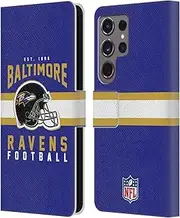 Head Case Designs Officially Licensed NFL Helmet Typography Baltimore Ravens Graphics Leather Book Wallet Case Cover Compatible with Samsung Galaxy S24 Ultra 5G