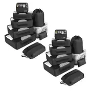 8Pcs Storage Compression Bags Luggage Travel Packing Cubes Organiser Suitcases-Black