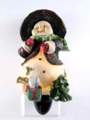 Plug-In Polyresin (Brown Snowmen) Night Light With Hand Painted Art Work