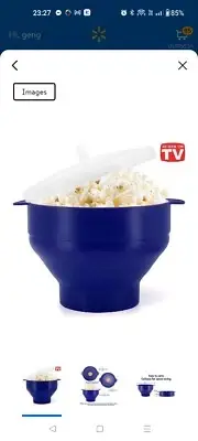 Microwave Popcorn Popper, BPA Free Silicone Hot Air Microwavable Popcorn...