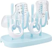 LeoLeozz Baby Bottle Drying Rack, Space Saving Bottle Dryer Holder for Bottles, Nipples, Pump Parts, Cups (Blue)