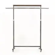 Clothes Rack Coat Stand Hanging Adjustable Rollable Steel PEARL GREY