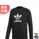 Adidas 男裝 長袖上衣 大學T 三葉草 黑 CW1235