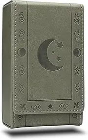Luck Lab Leather Tarot Card Case/Holder - Grey - for Most Standard Size Tarot Cards (Fits Deck Size with Box Measuring 4.875 x 2.875 x 1.25)- Moon Design
