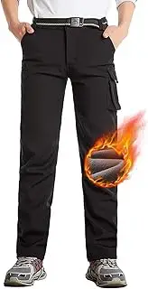 [Anyanmoutn] Boy's Hiking Pants Girl's Fleece Lined Waterproof Windproof Softshell Winter Warm Outdoor Snow Ski Pants