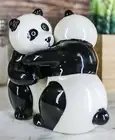 Ceramic Hugging And Dancing Giant Panda Bears Salt And Pepper Shakers Set Decor