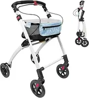 KMINA PRO - Lightweight Rollator Walker, Rollators for Seniors Lightweight, Rollator Walkers for Seniors, Indoor Rollator, Folding Rollator, 4 Wheel Walker with Tray, Aluminum Rollator, Blue