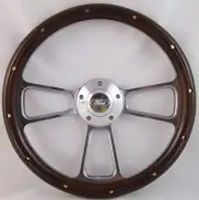 65-66 FORD Pick-up (excl. Econoline) 14" Stained Mahogany with Rivets Brass W...