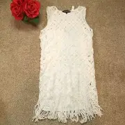 Tabula Rasa White Cotton and Linen Crochet Dress Size Small
