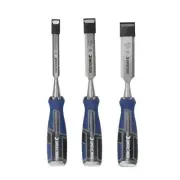 Kincrome 3 Piece Wood Chisel Set Thru-Tang One-Piece Steel Construction