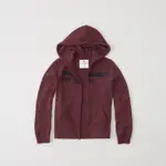 【ABERCROMBIE KIDS】【A&F】【零碼M】AF男童款棉質連帽外套雙排黑字酒紅 F01161201-22