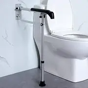 Toilet Grab Bar, Foldable Handrail Drop Down Toilet Bathroom Safety Support 65-75cm Height Adjustable, Rails Wall Mounted Aluminium Alloy Aid Assist Rails for Disabled Elderly Pregnant Woman