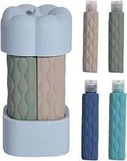 Travel Toiletry Bottles - Leakproof Liquid Containers - 4-in-1 Lightweight Leakproof Travel Silicone Bottles for Shampoo, Conditioner, Cosmetics