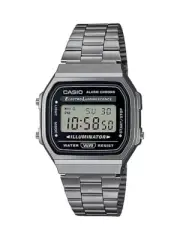 Casio A168WGG-1A Men's Vintage Gunmetal Band Illuminator Chronograph Alarm Watch