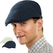 [Generic] 2 Pack Newsboy Hats for Men Flat Cap for Summer Mesh Newsboy Cap Adjustable
