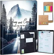 Padfolio for Men and Women – Leather Portfolio with Highway Scenery Verse Cover Design, Business Card Holder, Resume Folder, Stylish Leather Folder, Versatile Document Holder, 12.87x9.13 in