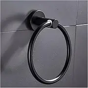 FCFZBTBNM Matte Black Finish Stainless Steel Bathroom Towel Holder Wall-Mounted Round Towel Rings,Towel Rack Towel Ring