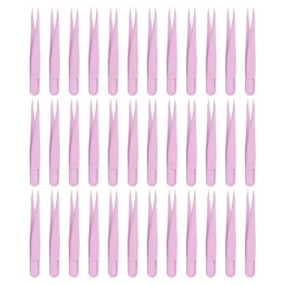 30 Pack Plastic Tweezers for Crafts, 3.1"Pointed Tweezers Bulk(Purple)