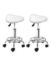 [Artiss] Saddle Salon Stool x2 in White