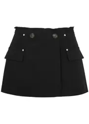 Dion Lee Riveted Stretch-wool Mini Wrap Skirt - Black - 8 (UK12 / M) 8 (UK12 / M)