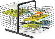 Desktop Art Drying Rack, Metal Steel Double Sided Artwork Drying Rack with 20 Wire Shelves for Classrooms Paintings, Art Studios and Home Use, Black Powder Coated Finish