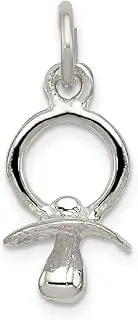 [JewelryWeb] 925 Sterling Silver Solid Textured Polished Pacifer Charm Pendant Necklace 20x10mm Wide