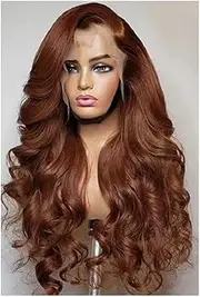 13x4 Chocolate Brown Lace Front Wig Human Hair Transparent Body Wave Wigs Pre Plucked Glueless Wig 150 Density(32inch)