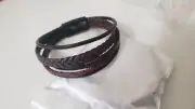 Men Jewelry Black Braided Leather Bracelet Multi-Layer Stainless Steel Clasp