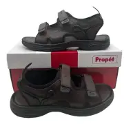 Propet SurfWalker II Sport Sandals Men's Size 10 X (3E) Brown Leather 2 Strap