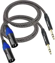 Smithok 2Pack 1/4" to XLR Cable,Heavy Duty Nylon Braided,Gold Plated Plug,Balanced 1/4" TRS to XLR Male Patch Cable, Quarter Inch 6.35mm to 3pin XLR Male Microphone Cable -6.6ft