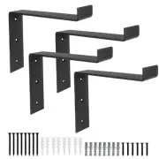 Heavy Duty Floating Shelf Brackets 4 Pack - 4x6 Inch Black Metal Holders